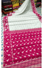 Woven Jamdani Cotton Silk Saree Color White - Rebistore