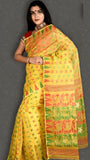 Woven Jamdani Cotton Silk Saree Color Yellow - Rebistore
