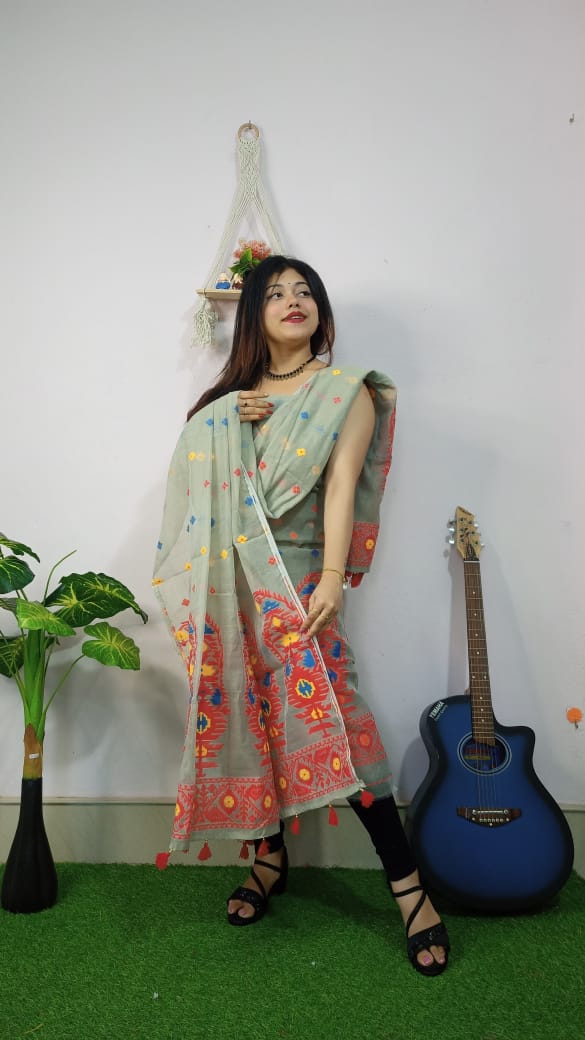 Woven Jamdani Kurta Dupatta Sets - Rebistore