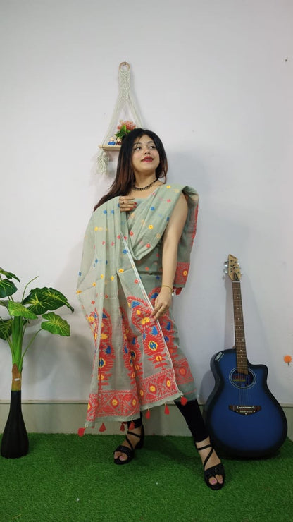 Woven Jamdani Kurta Dupatta Sets - Rebistore