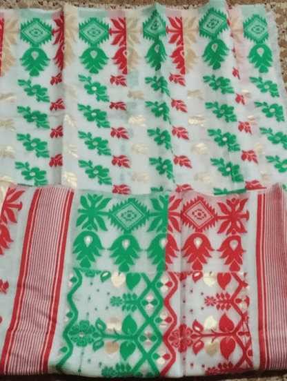 Woven Jamdani Saree Color White - Rebistore