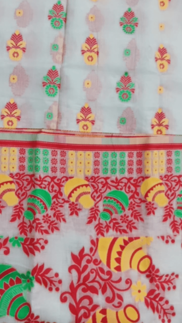 Woven Jamdani Saree Color White - Rebistore