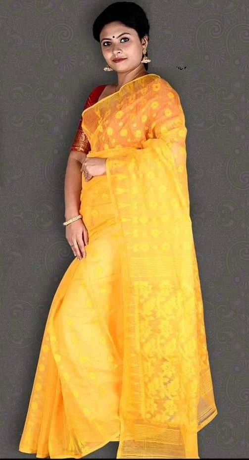 Woven Jamdani Saree Color Yellow - Rebistore