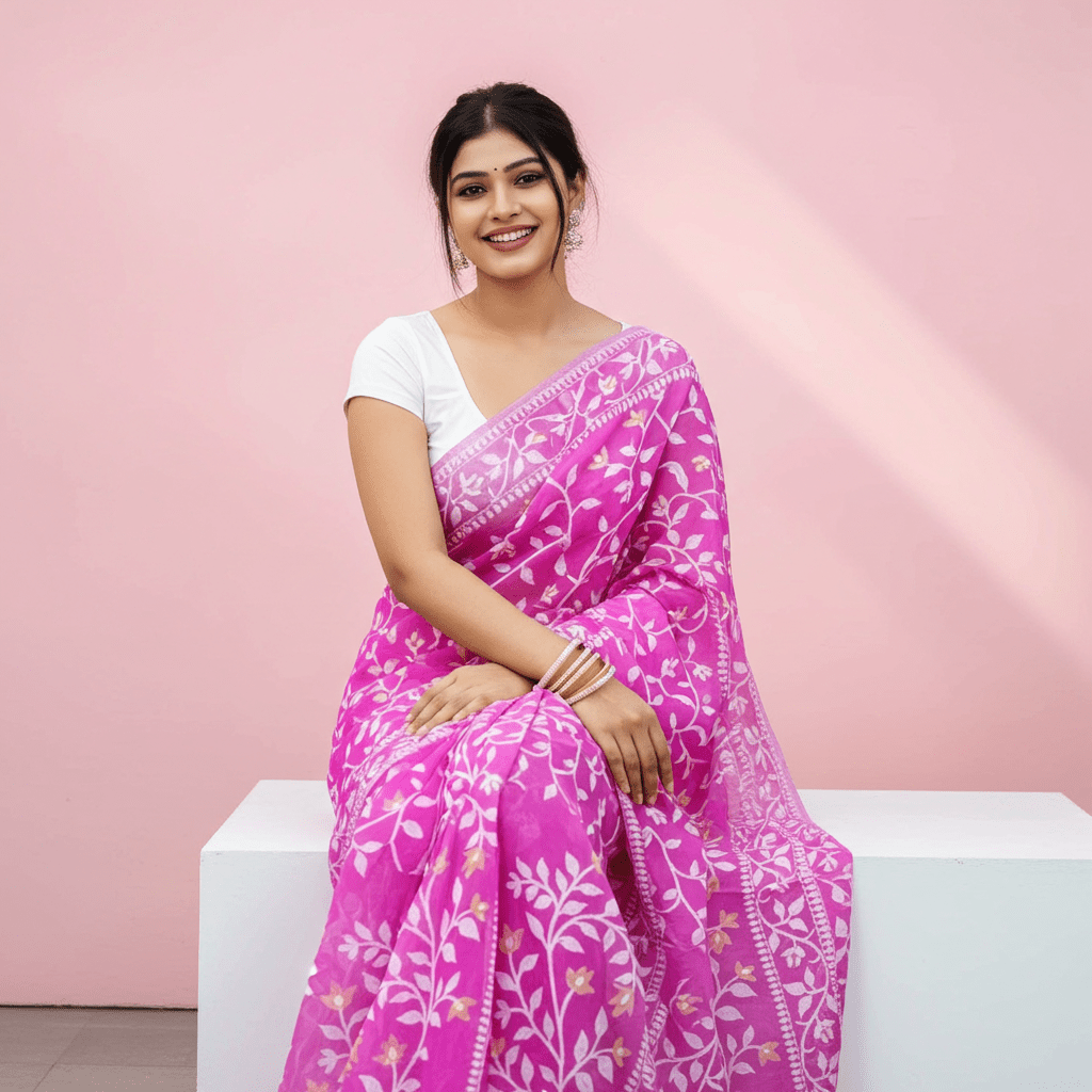 Woven Soft Dhakai Jamdani Saree - Rebistore