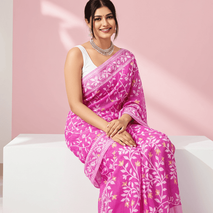 Woven Soft Dhakai Jamdani Saree - Rebistore