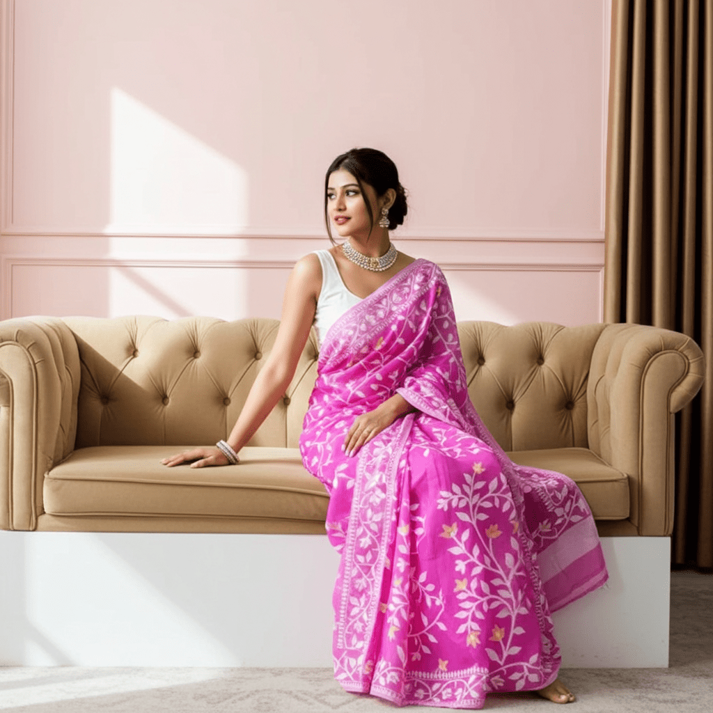 Woven Soft Dhakai Jamdani Saree - Rebistore