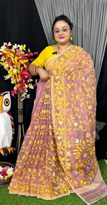 Woven Soft Dhakai Jamdani Saree Cotton Silk - Rebistore