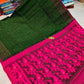 Woven Soft Dhakai Jamdani Saree Cotton Silk Color Bottle Green - Rebistore