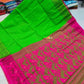 Woven Soft Dhakai Jamdani Saree Cotton Silk Color Green Pink - Rebistore