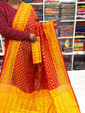 Woven Soft Dhakai Jamdani Saree Cotton Silk Color Red - Rebistore