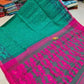 Woven Soft Dhakai Jamdani Saree Cotton Silk Color Teal Pink - Rebistore