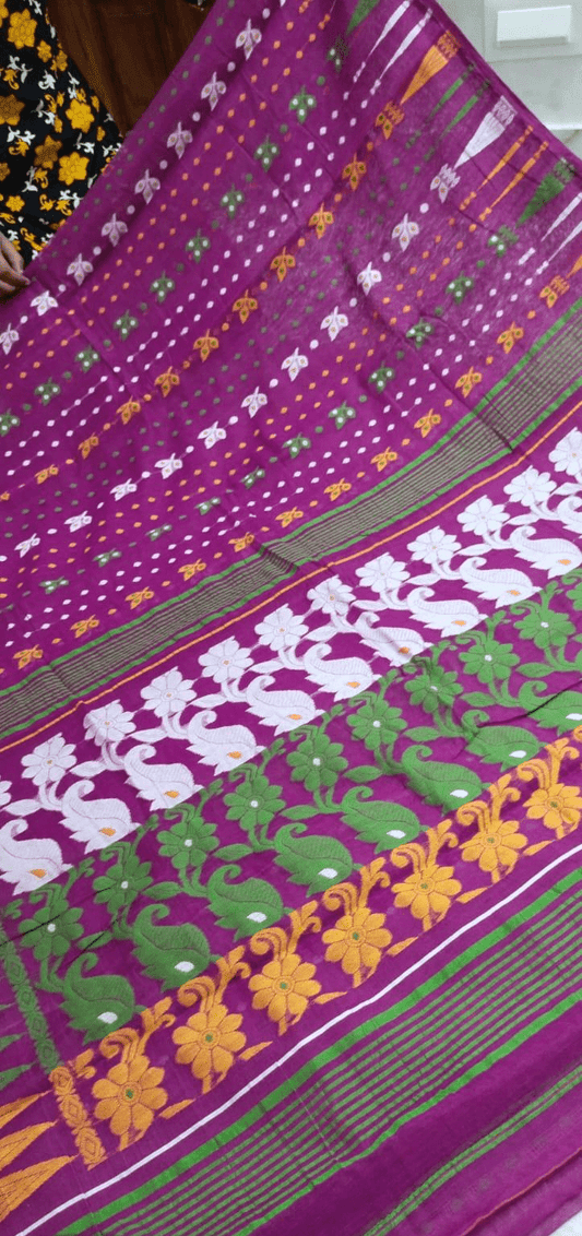 Woven Soft Jamdani Cotton Silk Saree - Rebistore