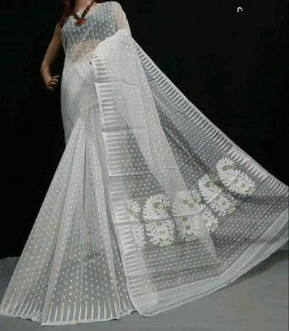 Best Qualty Hazar Buti Jamdani Saree Color White - Rebistore