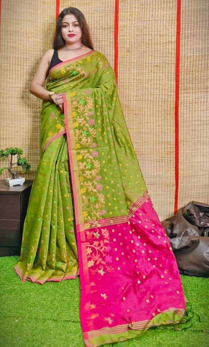 COTTON SILK BEST QULITY ALL BODY WORK HANDLOOM SAREE - Rebistore