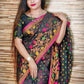 COTTON SILK BEST QULITY ALL BODY WORK HANDLOOM SAREE BLACK - Rebistore