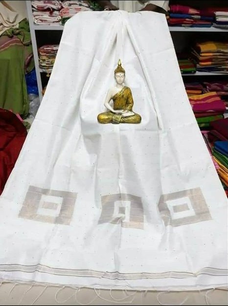 Handloom Sequance Saree Color White - Rebistore