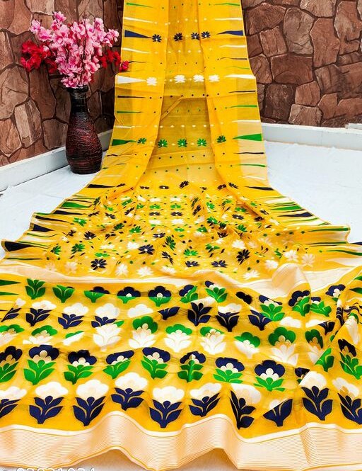 Yellow Butta Design Odisha Handloom Khandua Pata Saree – IndianVillèz