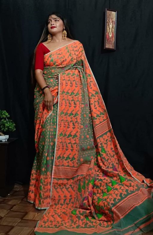 Soft Dhakai jamdani Saree - Rebistore