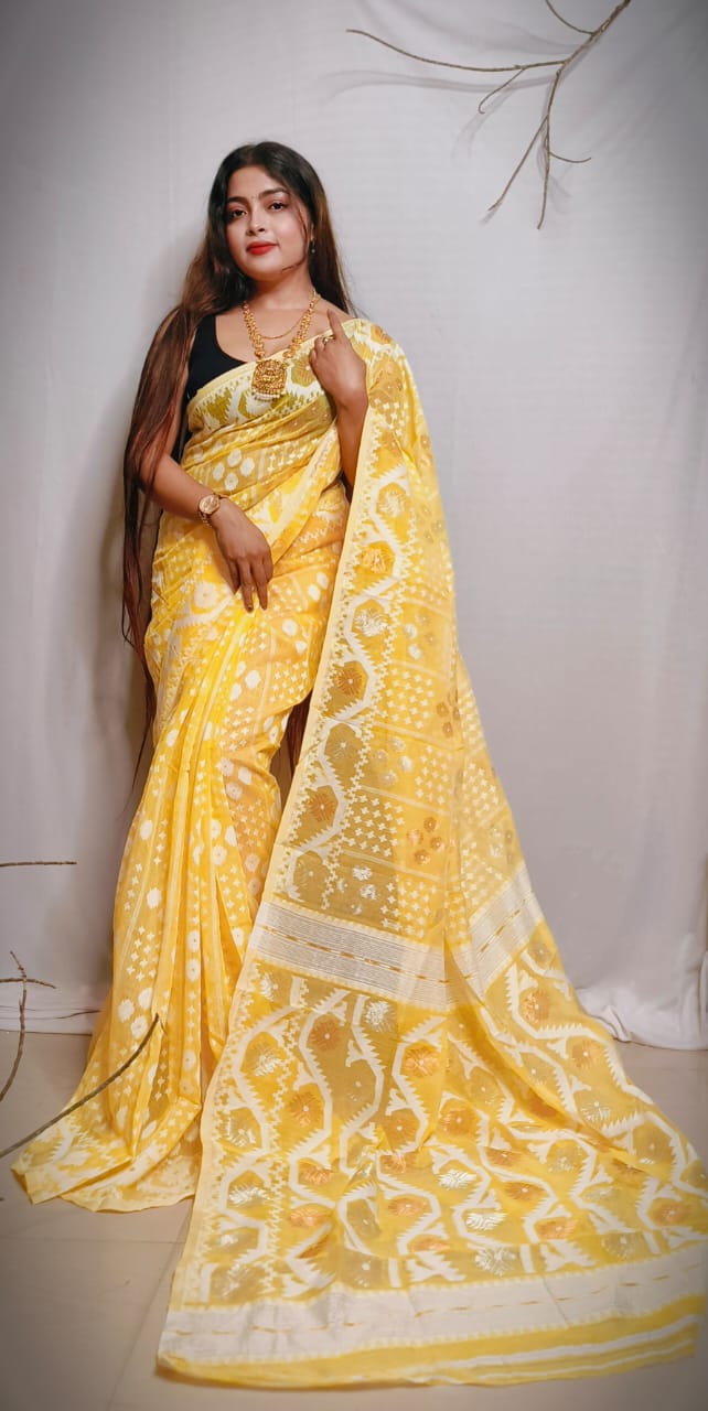 VROMOR KUNJO DHAKAI JAMDANI SAREE - Rebistore