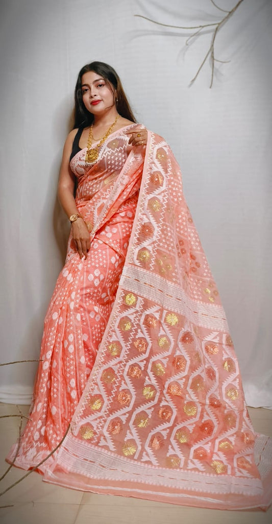 VROMOR KUNJO DHAKAI JAMDANI SAREE - Rebistore