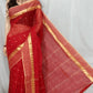 Women’s Cotton HandloomTaant Saree Color Red - Rebistore