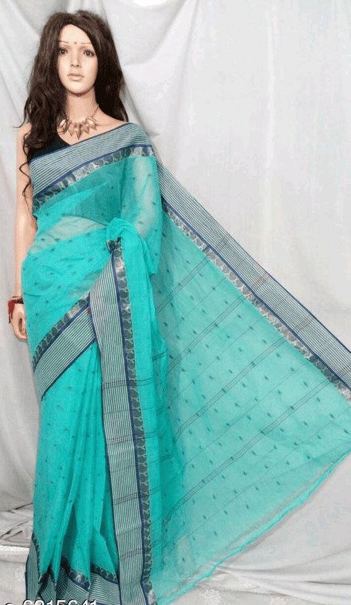 Women’s Cotton HandloomTaant Saree Colour Mint green - Rebistore