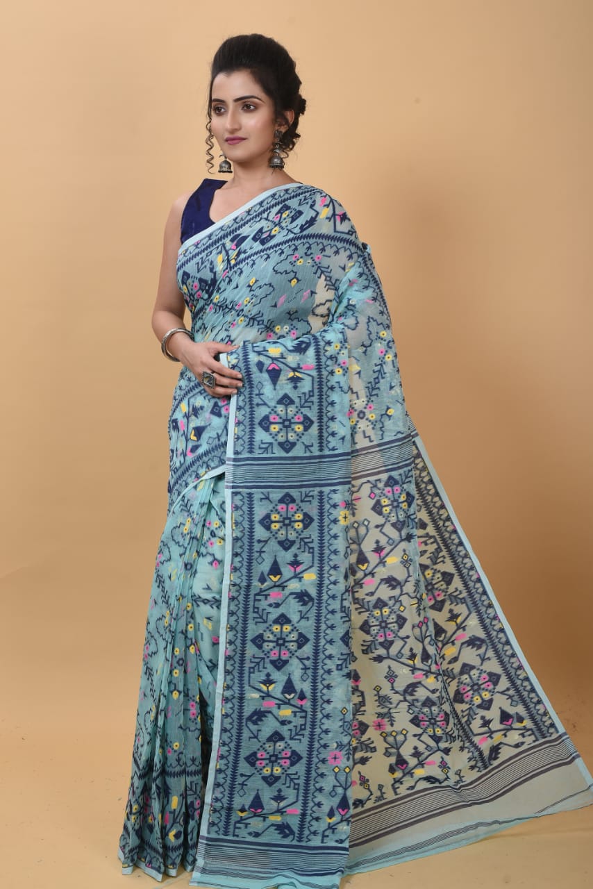 WOVEN DESIGND SOFT DHAKAI JAMDANI SAREE - Rebistore