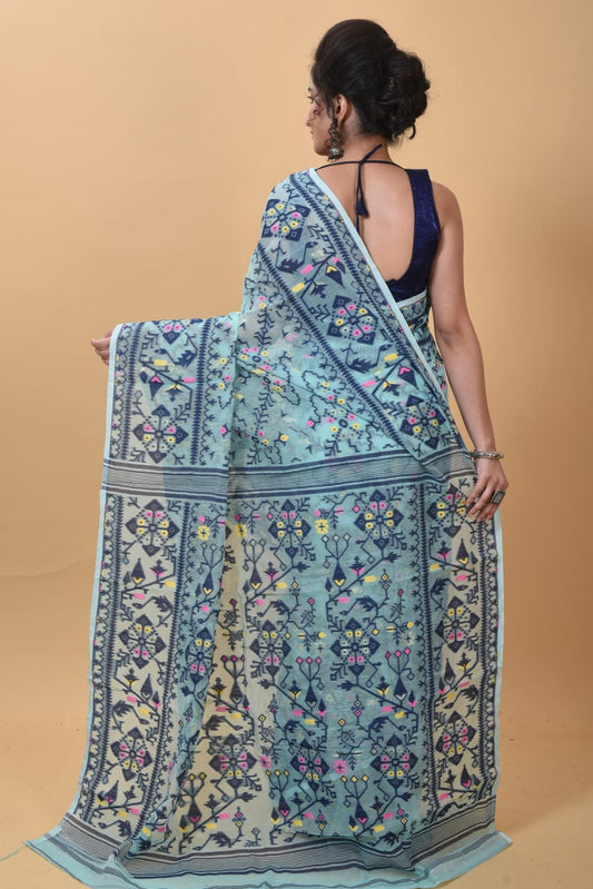 WOVEN DESIGND SOFT DHAKAI JAMDANI SAREE - Rebistore