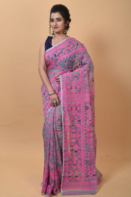 WOVEN DESIGND SOFT DHAKAI JAMDANI SAREE - Rebistore