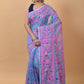 WOVEN DESIGND SOFT DHAKAI JAMDANI SAREE COLOR AQUA BLUE - Rebistore