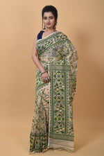 WOVEN DESIGND SOFT DHAKAI JAMDANI SAREE COLOR BEIGE - Rebistore