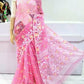 Woven Jamdani Cotton Silk Saree Color Pink - Rebistore