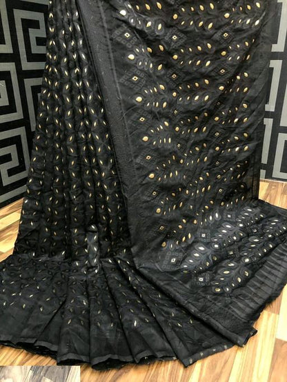Woven Jamdani Saree Color Black - Rebistore