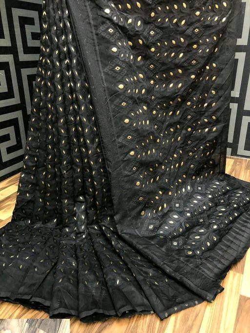 Woven Jamdani Saree Color Black - Rebistore