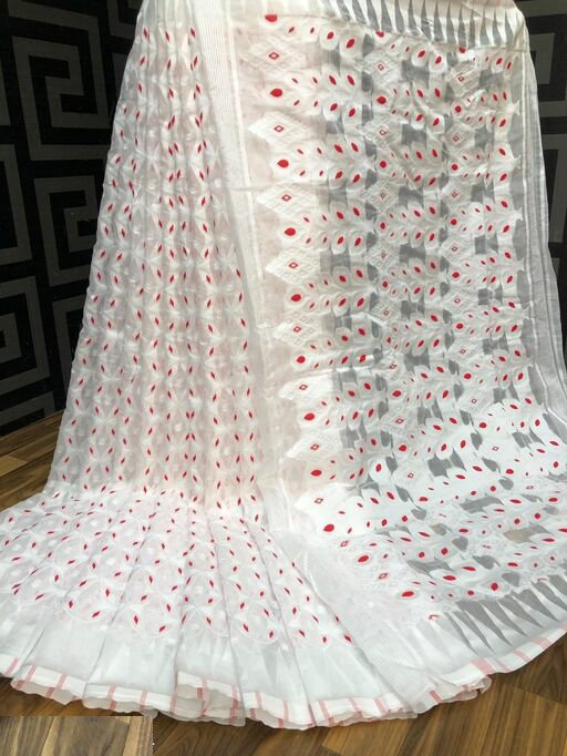 Woven Jamdani Saree Color White - Rebistore