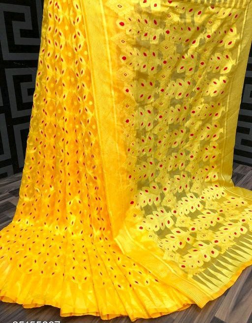 Woven Jamdani Saree Color Yellow - Rebistore