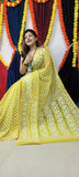 Woven Soft Dhakai Jamdani Saree Cotton Silk Color Lemon yellow - Rebistore