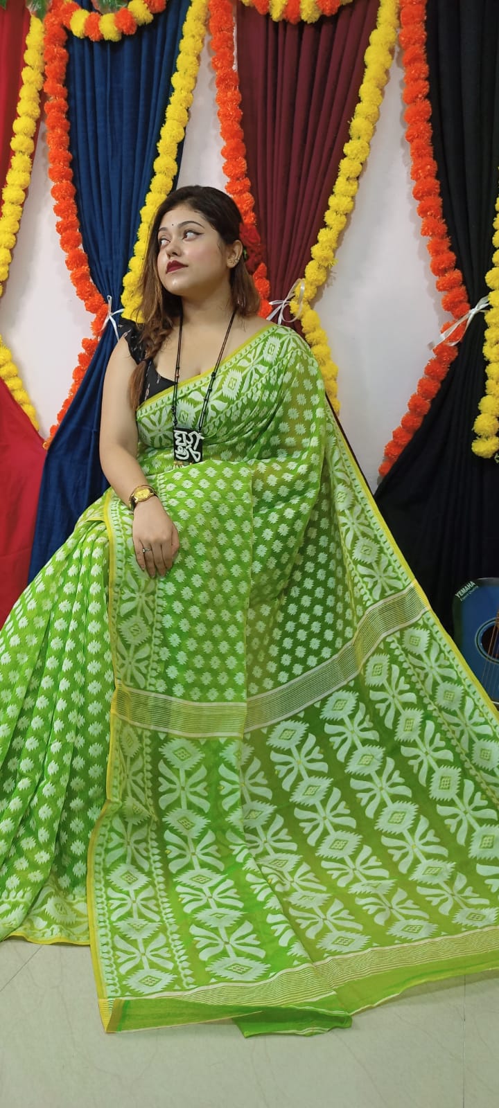 Woven Soft Dhakai Jamdani Saree Cotton Silk Color Multicolor - Rebistore